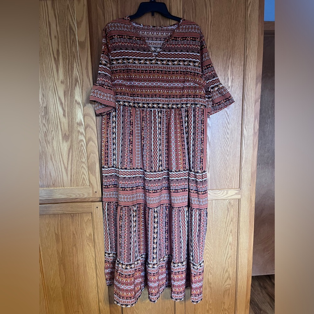 Pretty Orange and Brown Dress